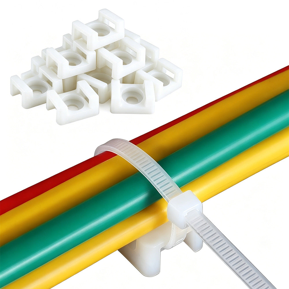 500 PCS Cable Tie Base Nylon Saddle Mount for Wire Management-White
