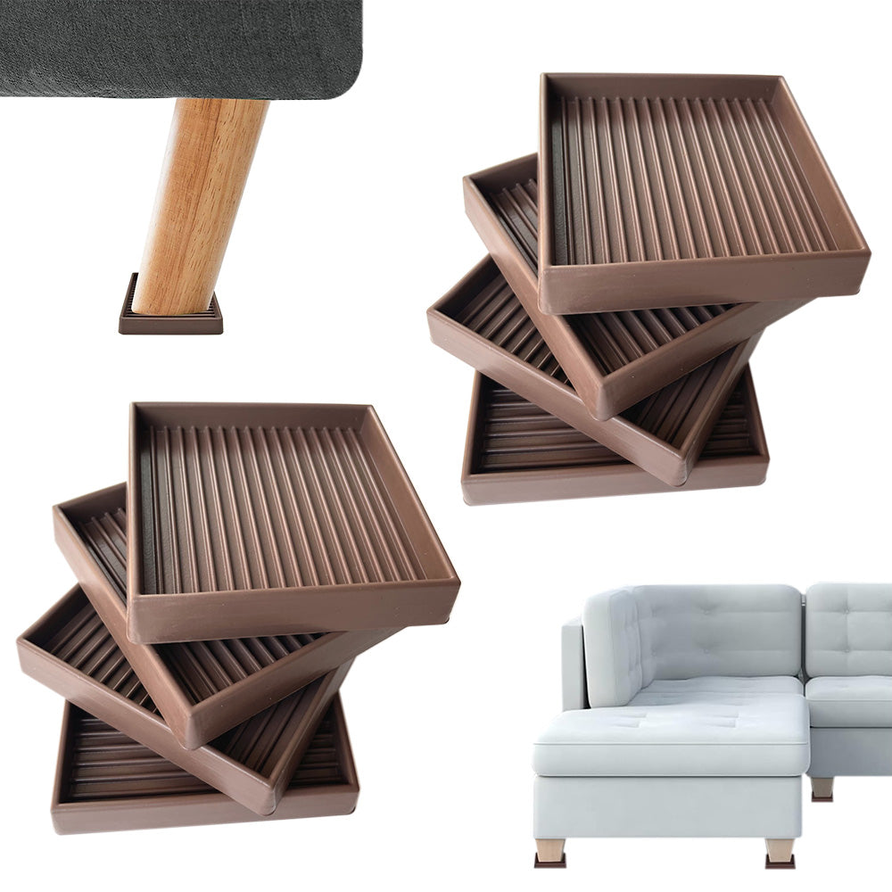8 Pack Rubber Furniture Leg Floor Protectors with Anti Slip Textured Base