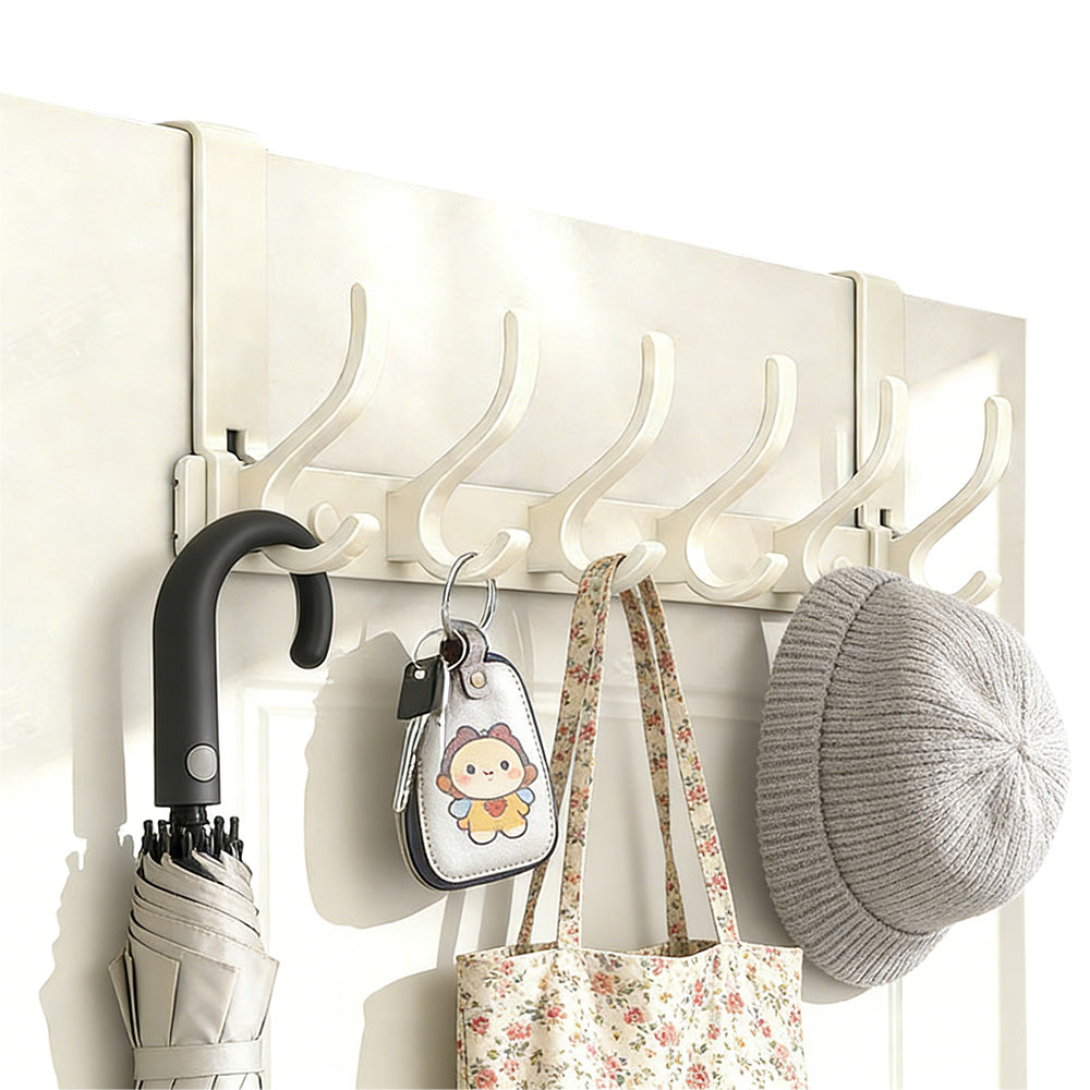 Over The Door Hooks Sturdy Door Hanger with 6 Hooks for Bathroom Bedroom