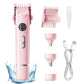 4-in-1 Women's Dual Heads Electric Shaver Cordless Body Hair Trimmer with 4 Heads Hair Removal Kit