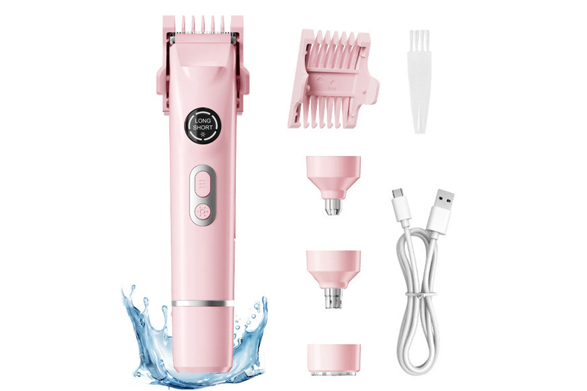 4-in-1 Women's Dual Heads Electric Shaver Cordless Body Hair Trimmer with 4 Heads Hair Removal Kit