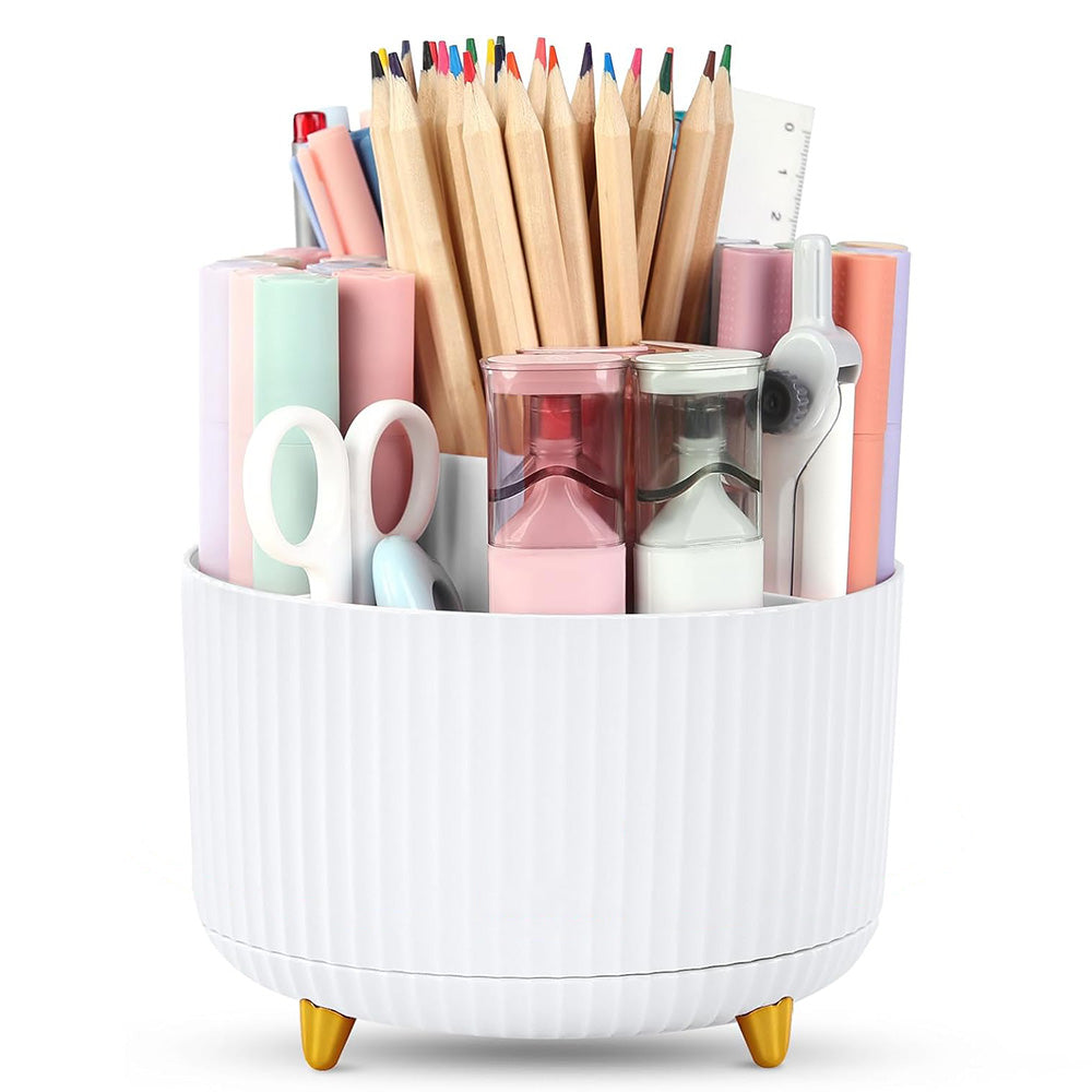 360 Degree Rotating Desk Organizer with 4 Slots For Pencil and Pen Holder