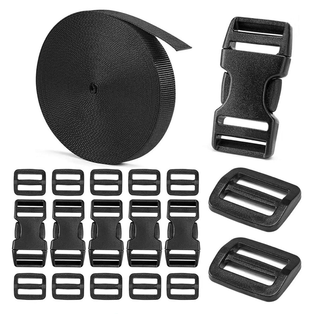 Buckle and Strap Kit Nylon Strap with Triglide Clips for Backpack Dog Collar