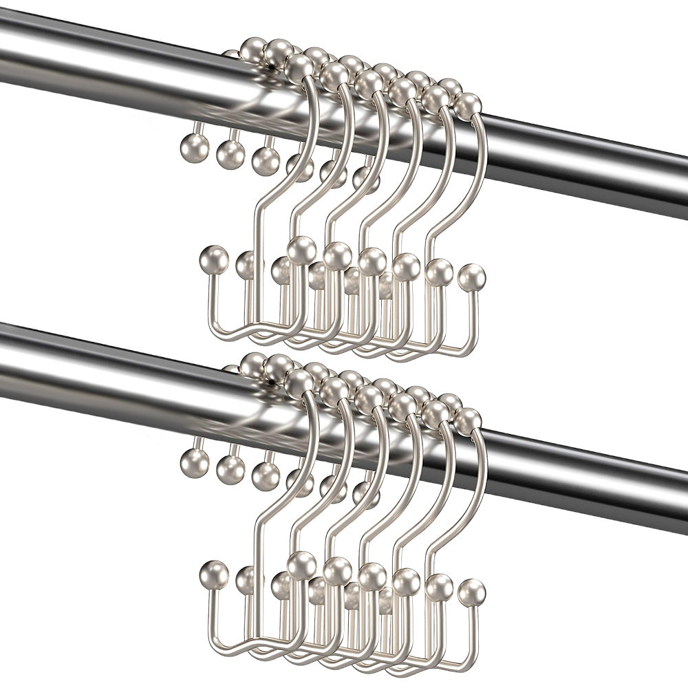 12Pcs Shower Curtain Hooks Rings Double Glide Shower Hooks Rings