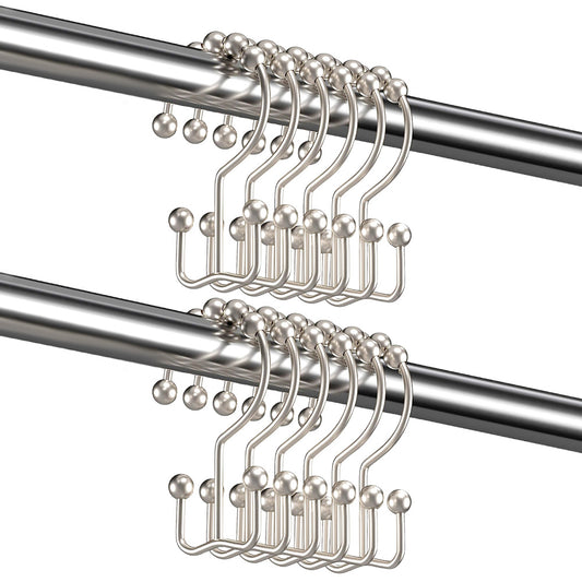 12Pcs Shower Curtain Hooks Rings Double Glide Shower Hooks Rings