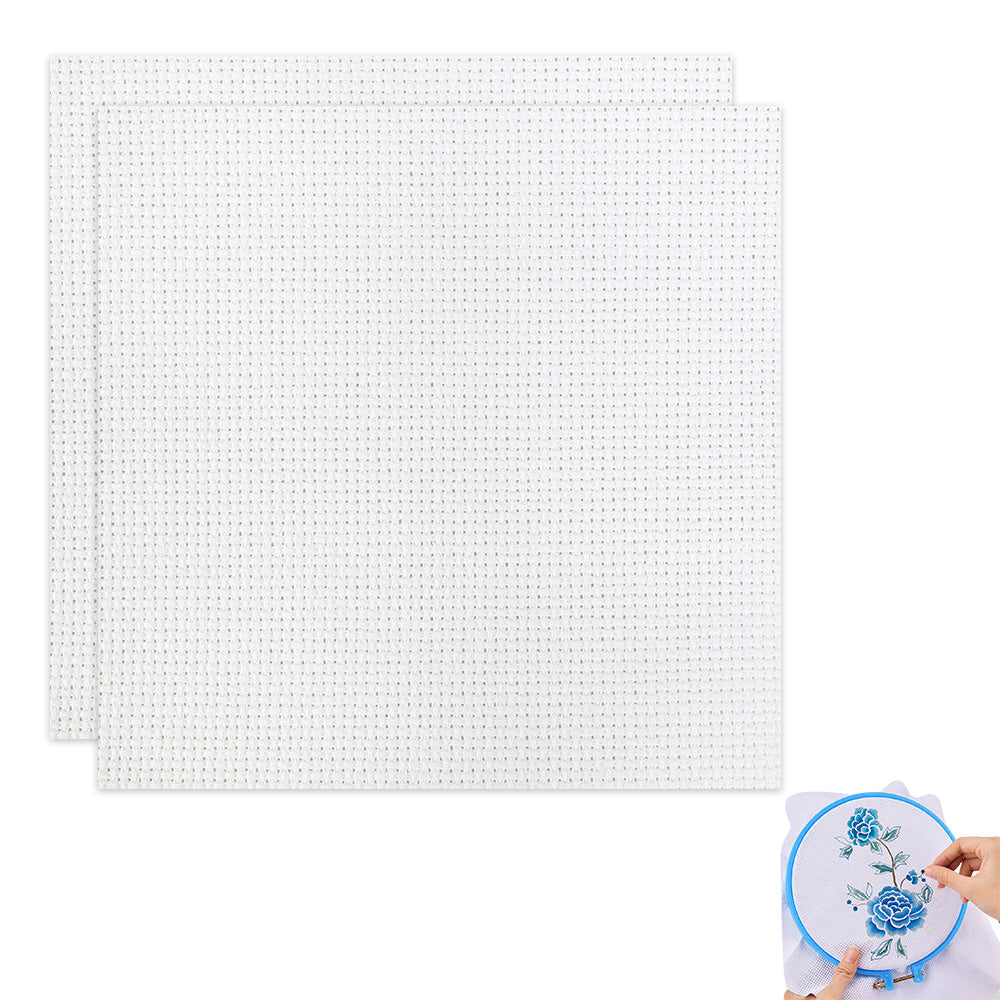 2 Pack 14 Count Precut Cotton Aida Cloth for Cross Stitch Embroidery-White