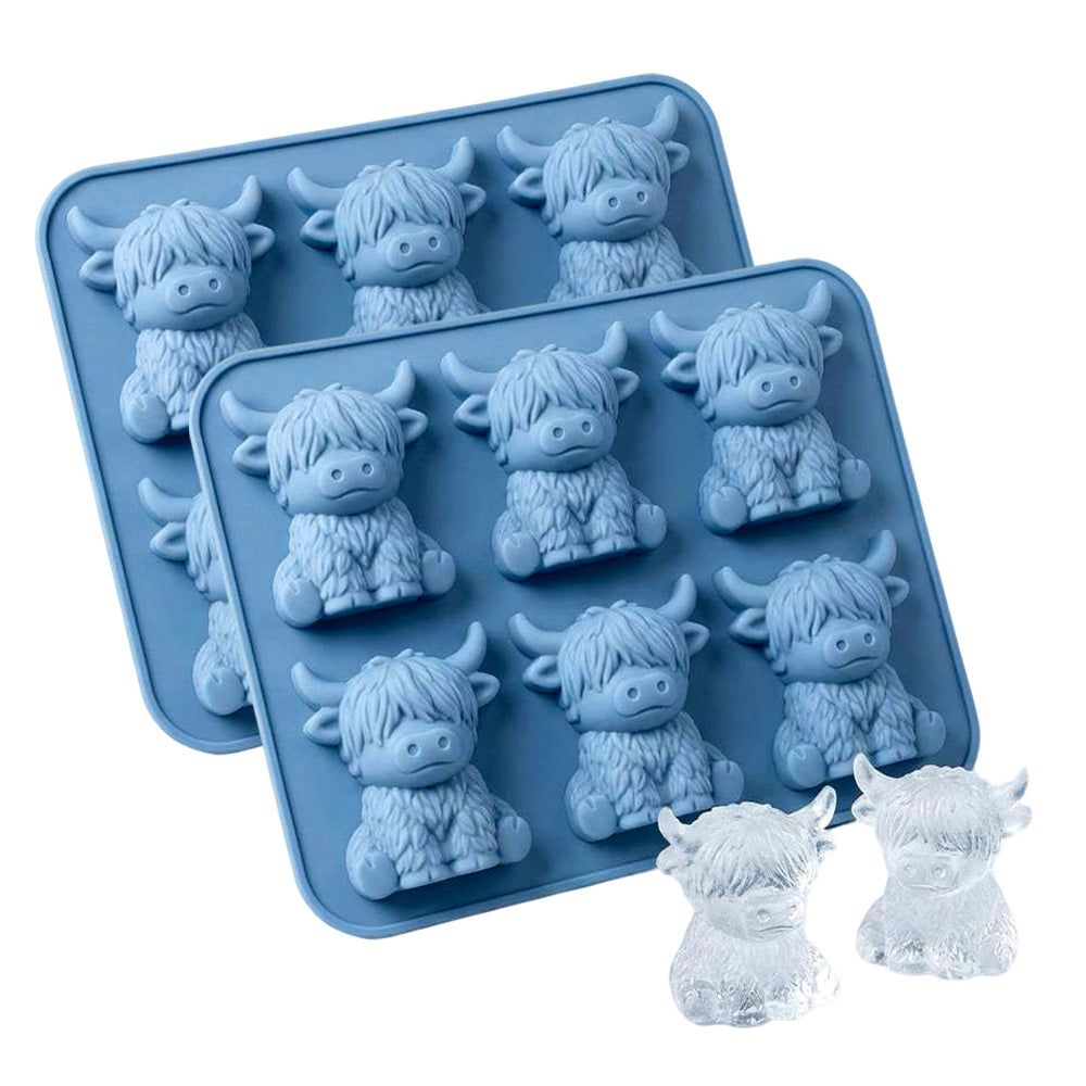 2 Pack 6 Cavity Silicone Highland Cow Ice Cube Molds