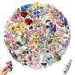 50 Pcs Floral Transparent PET Stickers DIY Decals for Phone Case Cup Laptop