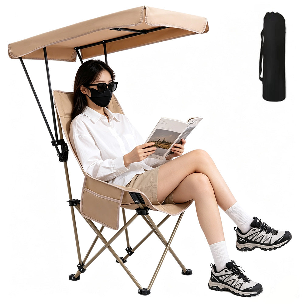 Camping Chair with Canopy Folding Outdoor Chair for Fishing Beach