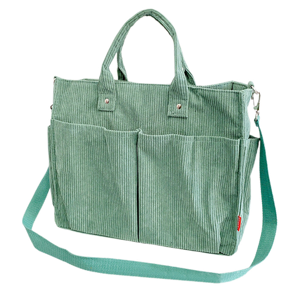 Corduroy Tote Bag Zipper Shoulder Bag Corduroy Crossbody Bag Square Handbag