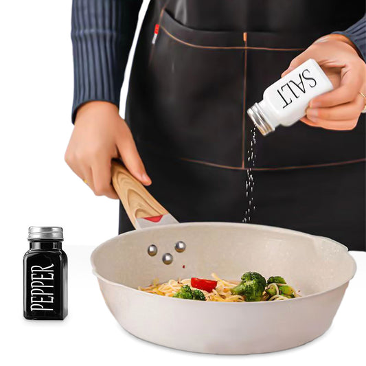 2Pcs Kitchen Salt and Pepper Shakers Set with Stainless Steel Lids for Restaurants