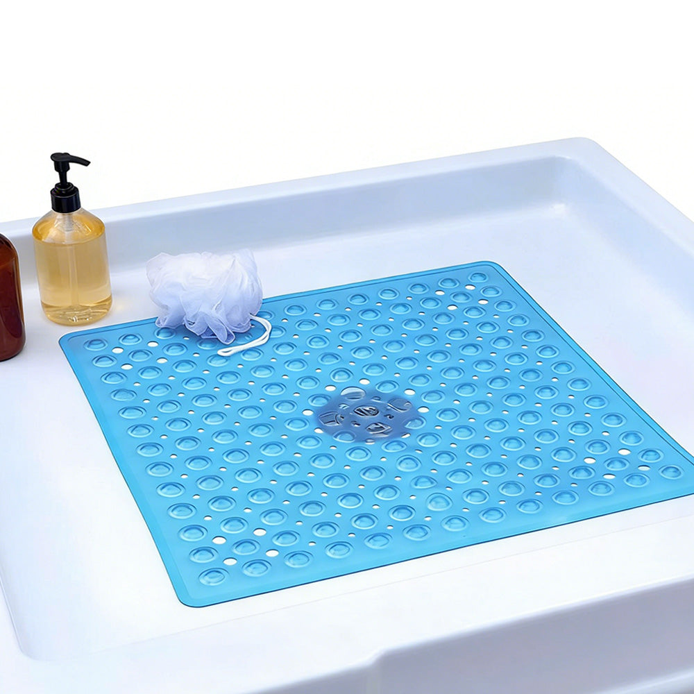 Large Non Slip Shower Mat with Drain Holes Square Shower Mat