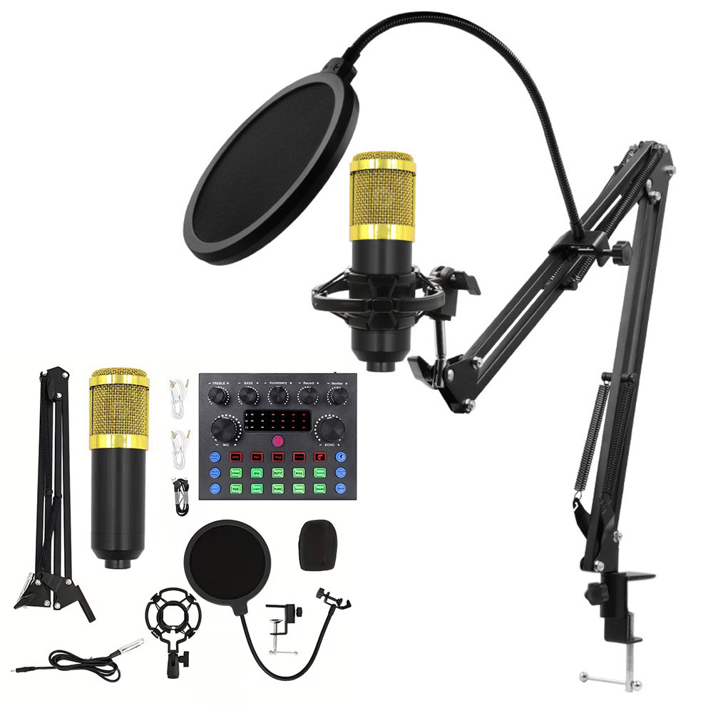 Recording Condenser Microphone Kit with Sound Card for Streaming YouTube TikTok
