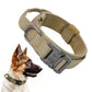 Adjustable Dog Collar with Handle Tactical Nylon Pet Collar for Medium Large Dogs-Khaki