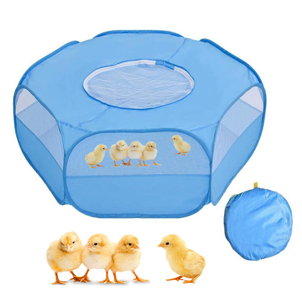 Portable Pop Up Small Animal Playpen with Clear Panels and Top Cover