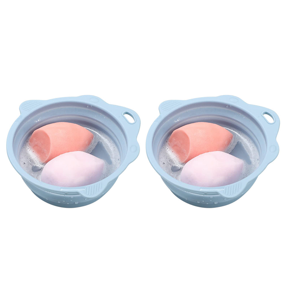 2PCS Foldable Silicone Makeup Brush Cleaner Bowls Cleaning Tool For Brushes Powder Puffs Sponges