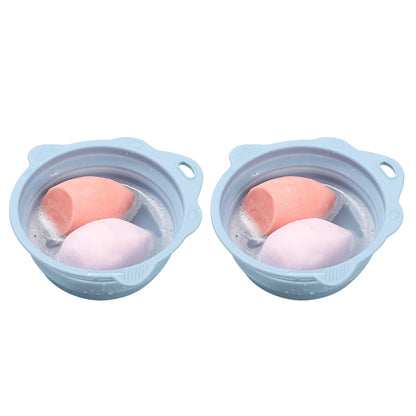 2PCS Foldable Silicone Makeup Brush Cleaner Bowls Cleaning Tool For Brushes Powder Puffs Sponges