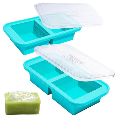 2 Pcs Silicone Freezer Tray With Lid Freezer Food Storage Molds for Soup Sauce Broth