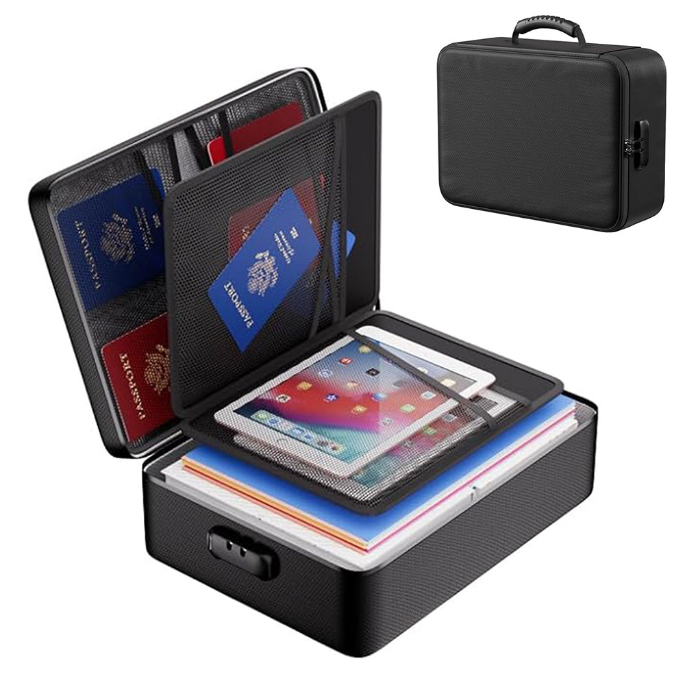 Water Resistant Document Storage Bag with Password Lock and Handle