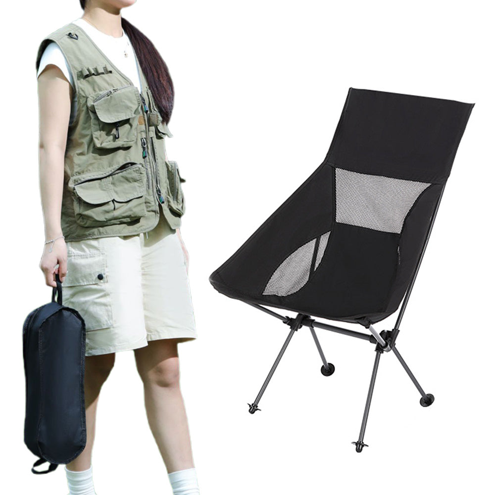 Lightweight Folding High Back Camping Chair With Head Support For Outdoor