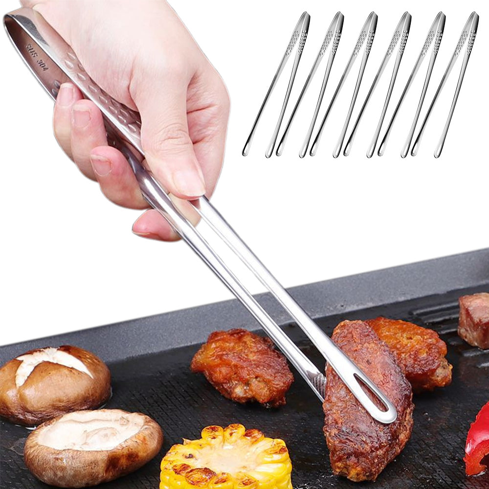 6 Stainless Steel Long Handle Food Tongs Grill Tweezers