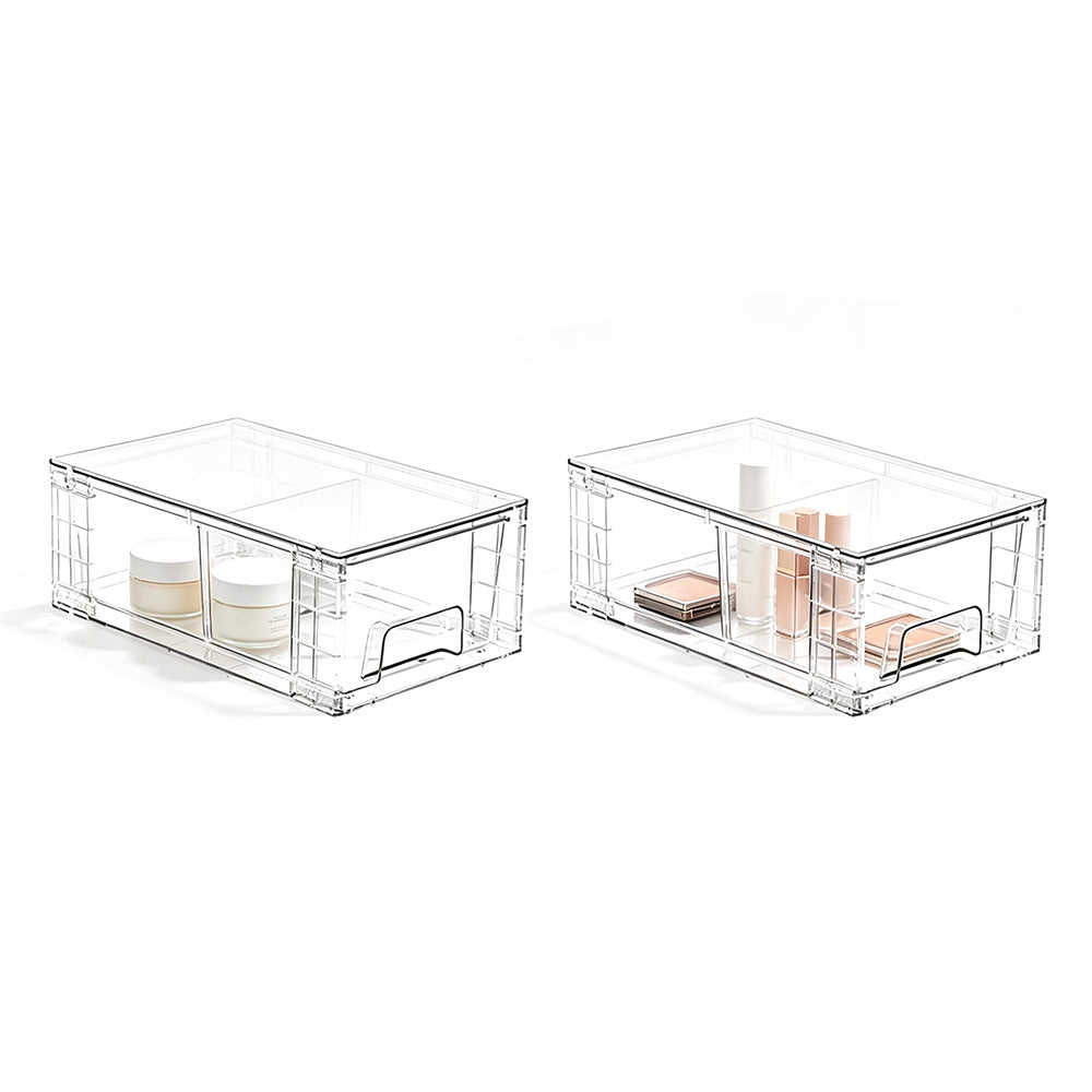 Stackable Clear Makeup Organizer Drawer for Skincare Storage