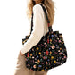 Corduroy Tote Bag with Side Water Bottle Pockets Large Shoulder Bag Casual Handbag