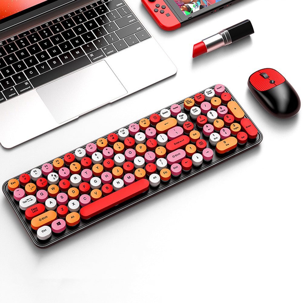 2.4GHz Wireless Keyboard And Mouse Combo With Round Key Caps