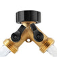 Brass Garden Hose Splitter 2 way Heavy Duty Y Splitter 2 Valves