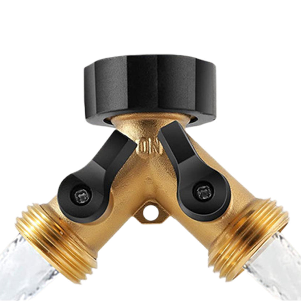 Brass Garden Hose Splitter 2 way Heavy Duty Y Splitter 2 Valves