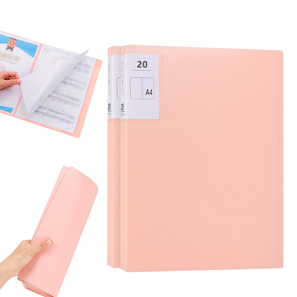 2 Pack A4 Sheet Protector Binder 40 Page Clear Folder for Certificates Posters