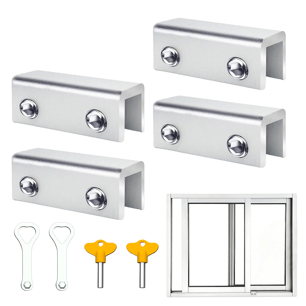 4 Pack Sliding Window Locks with Key for Vertical Horizontal Sliding Windows Doors