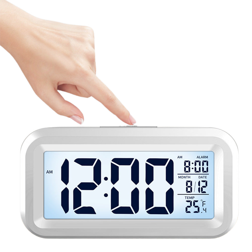 Digital Alarm Clock Battery Operated with Night Light and Indoor Temperature