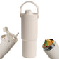 Dual Lid Tumbler with Straw 735ml Large Capacity Vacuum Insulated Water Bottle