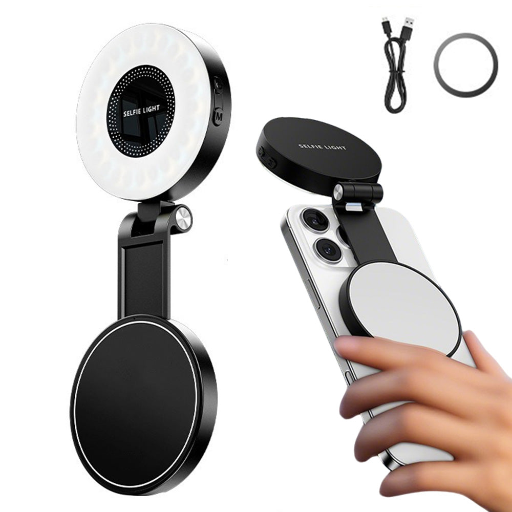 Phone Selfie Light Rechargeable Folding Phone Fill Light With Mirror