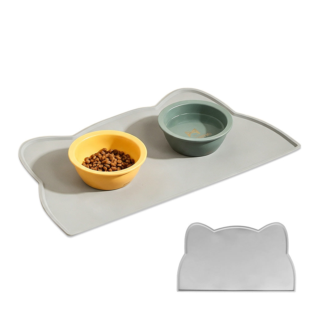 Thick Silicone Non Slip Pet Feeding Mat with Raised Spill Edge