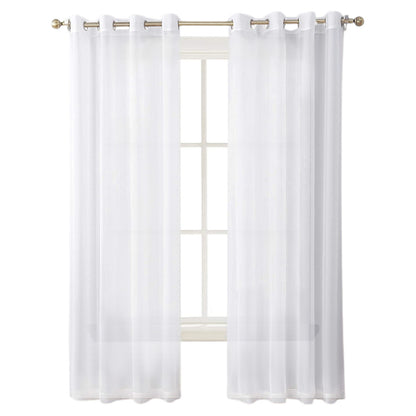 2Pcs 210x134cm Rod Pocket Sheer Curtain Voile Curtain Window Drape Privacy Draperies for Living Room