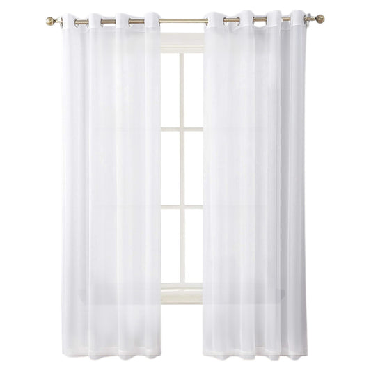 2Pcs 210x134cm Rod Pocket Sheer Curtain Voile Curtain Window Drape Privacy Draperies for Living Room