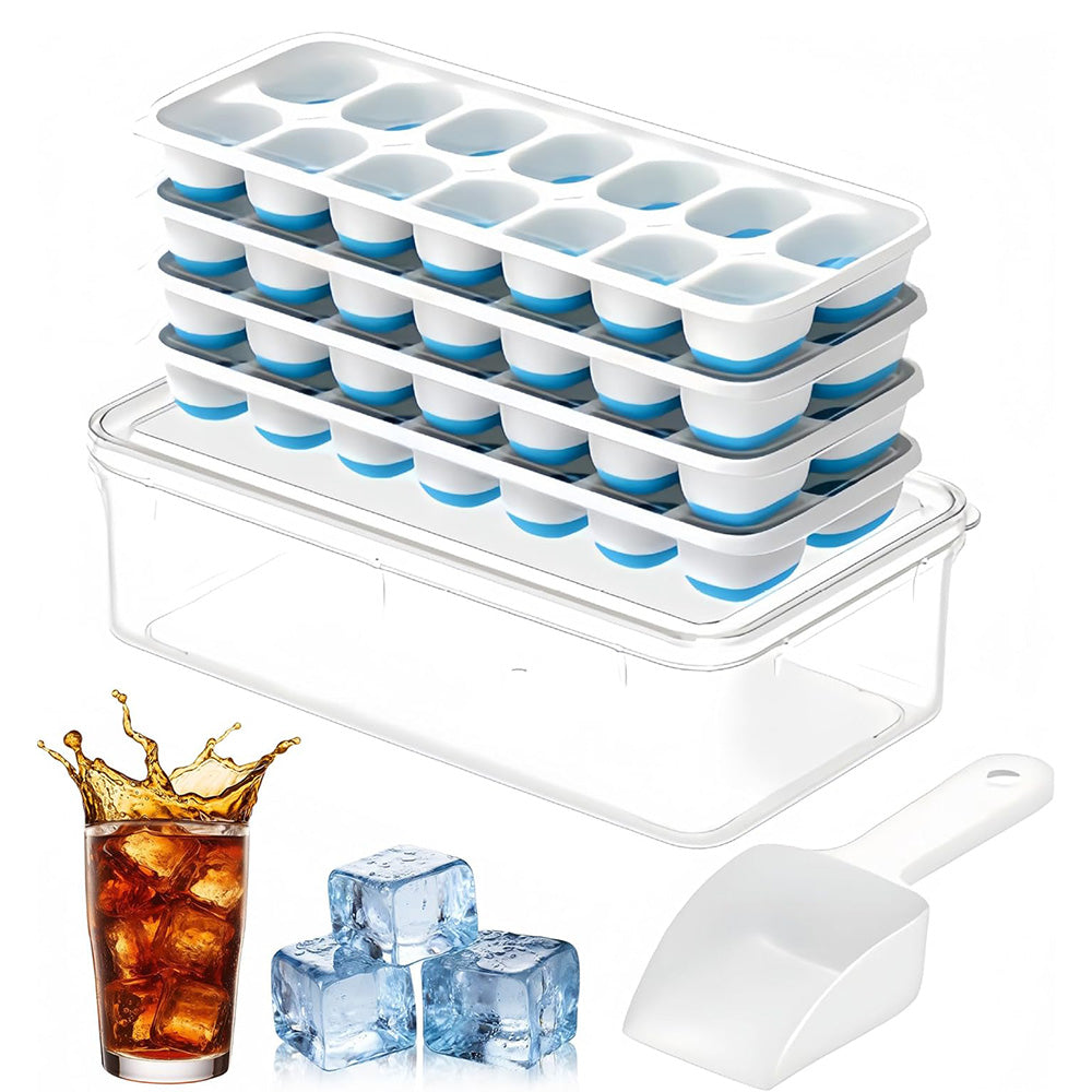 Large Capacity Ice Cube Tray Set with Storage Container and Scoop