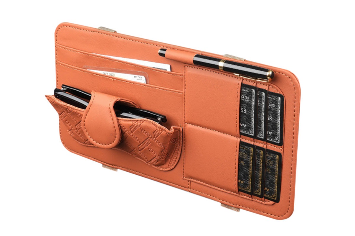 Car Sun Visor Organizer with Card Slots Sunglasses Holder Auto Interior Accessories Storage Holder with Tickets Slots