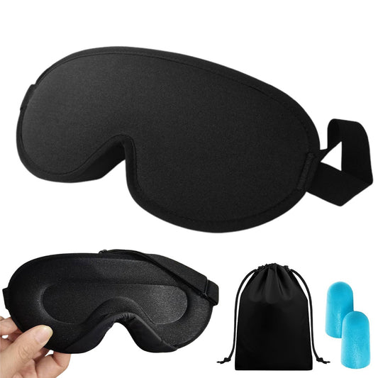 3D Contoured Blackout Sleep Eye Mask Adjustable Light Blocking Night Mask