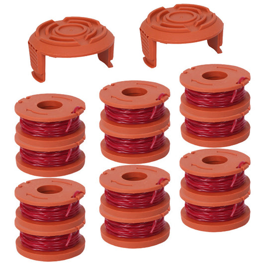 12 Pack Replacement Grass Trimmer Spool Line with 2 Caps for Worx Weed Eater