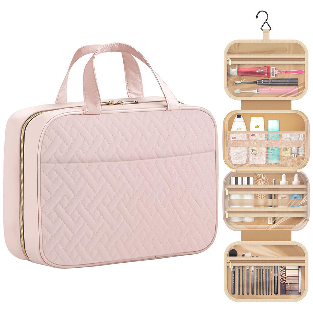 Travel Toiletry Bag with Waterproof Compartments and Hanging Hook