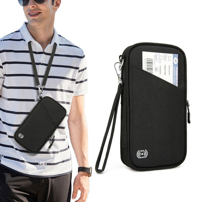Passport Holder Family RFID Travel Document Organizer With Zipper-Black
