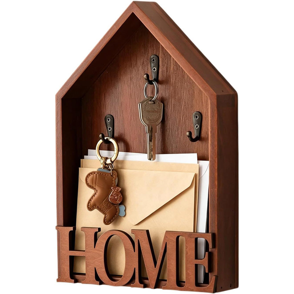 Vintage Key Holder Wall Mount with 3 Metal Hooks Key Rack for Entryway Living Room