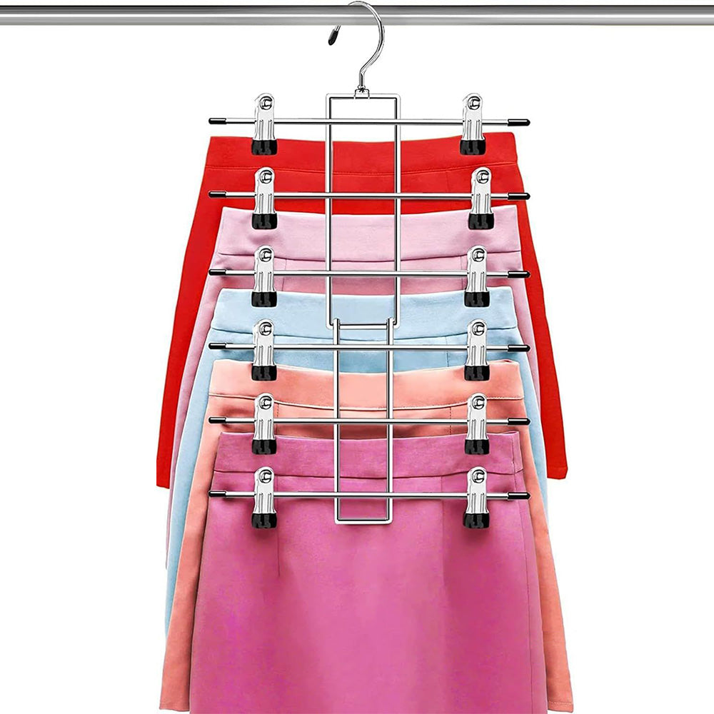 Space Saving Hanging Pants Organizer with 12 Clips and 360 Degrees Swivel Hook