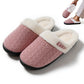Indoor Non Slip Fuzzy Slippers for Women Warm Knitted House Shoes-Pink