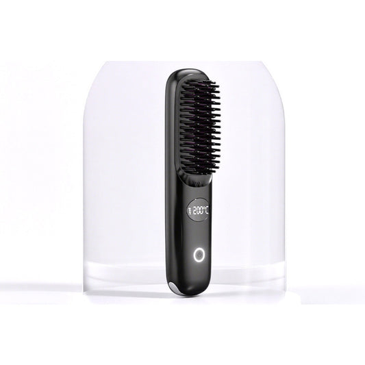 USB Rechargeable Hair Straightening Brush with LED Screen