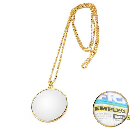 5X Magnifying Glass Pendant Necklace Elegant Round Monocle Lens for Ladies Mom