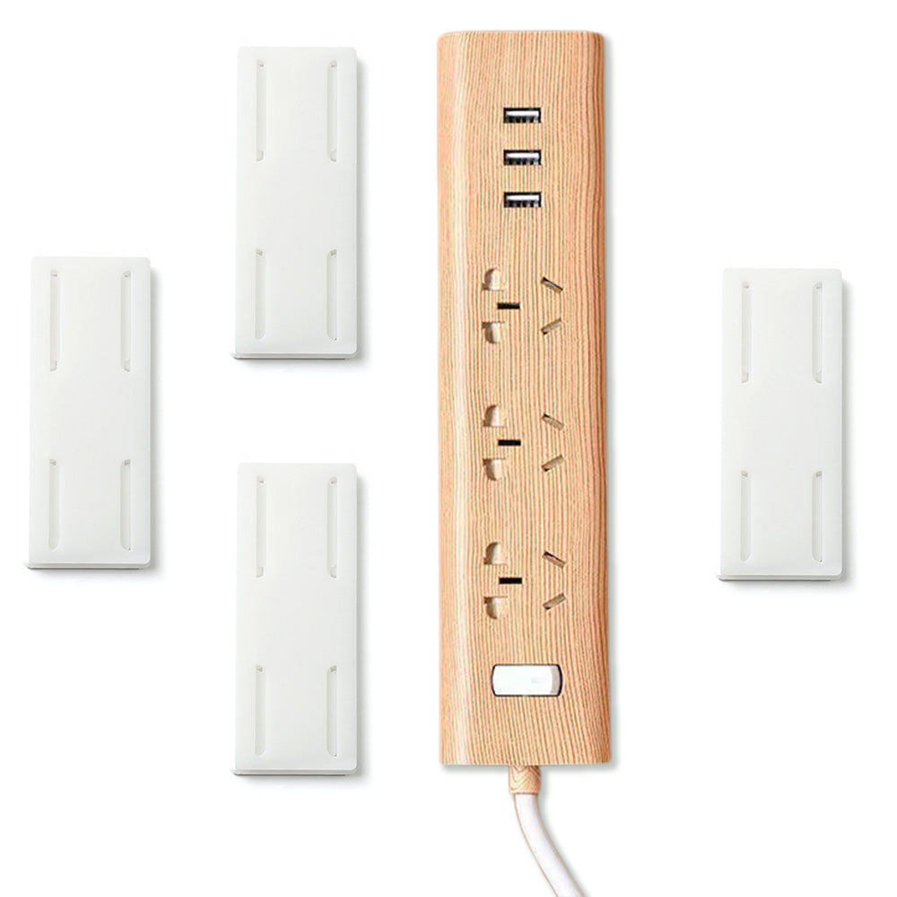 4PCS No-Drill Power Strip Holders Adhesive Wall Mount Socket Organizer